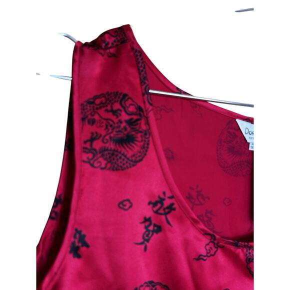 Vtg Dorman 100% Silk Asian Inspired Top Sleeveless Tank Red Dragon XL - Picture 5 of 8